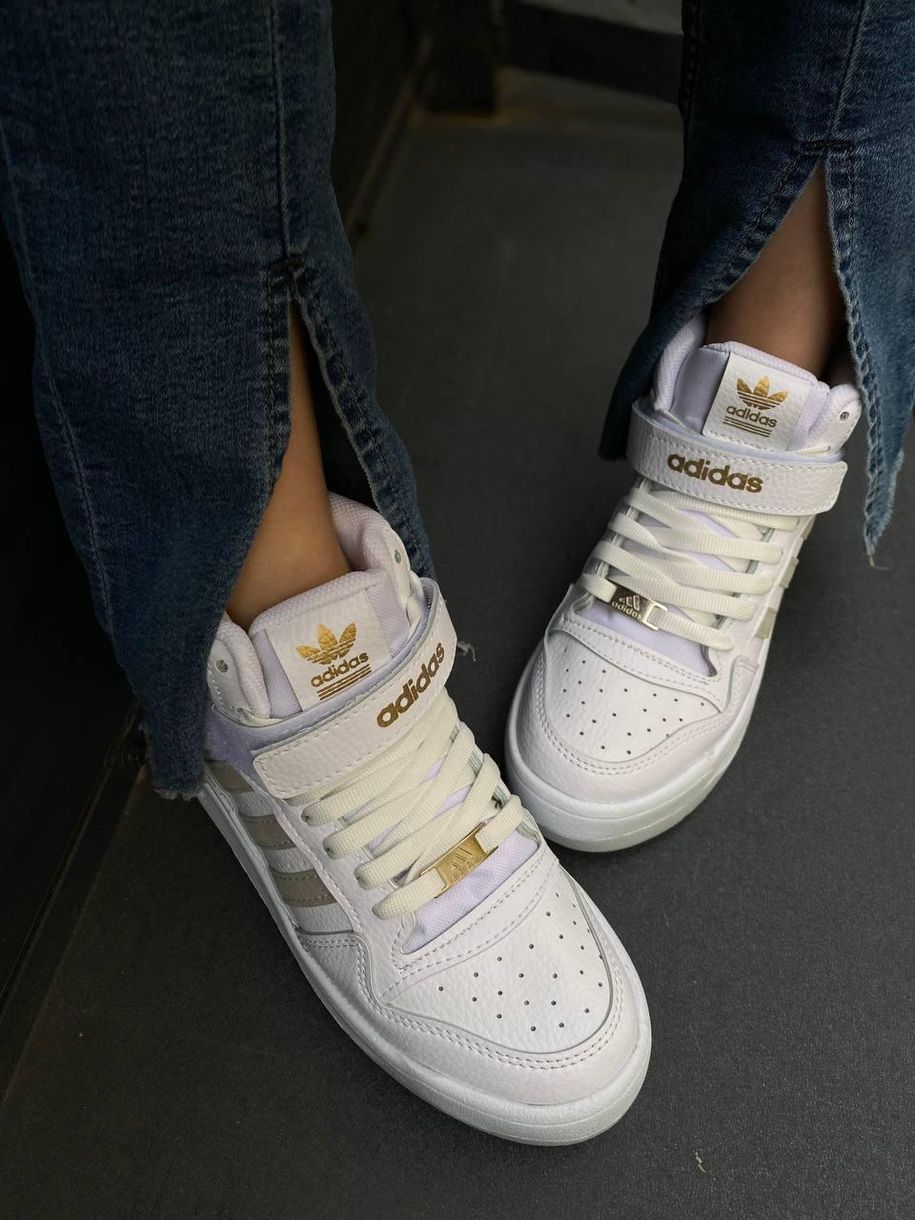 Кросівки Adidas Forum High White Beige 8650 фото