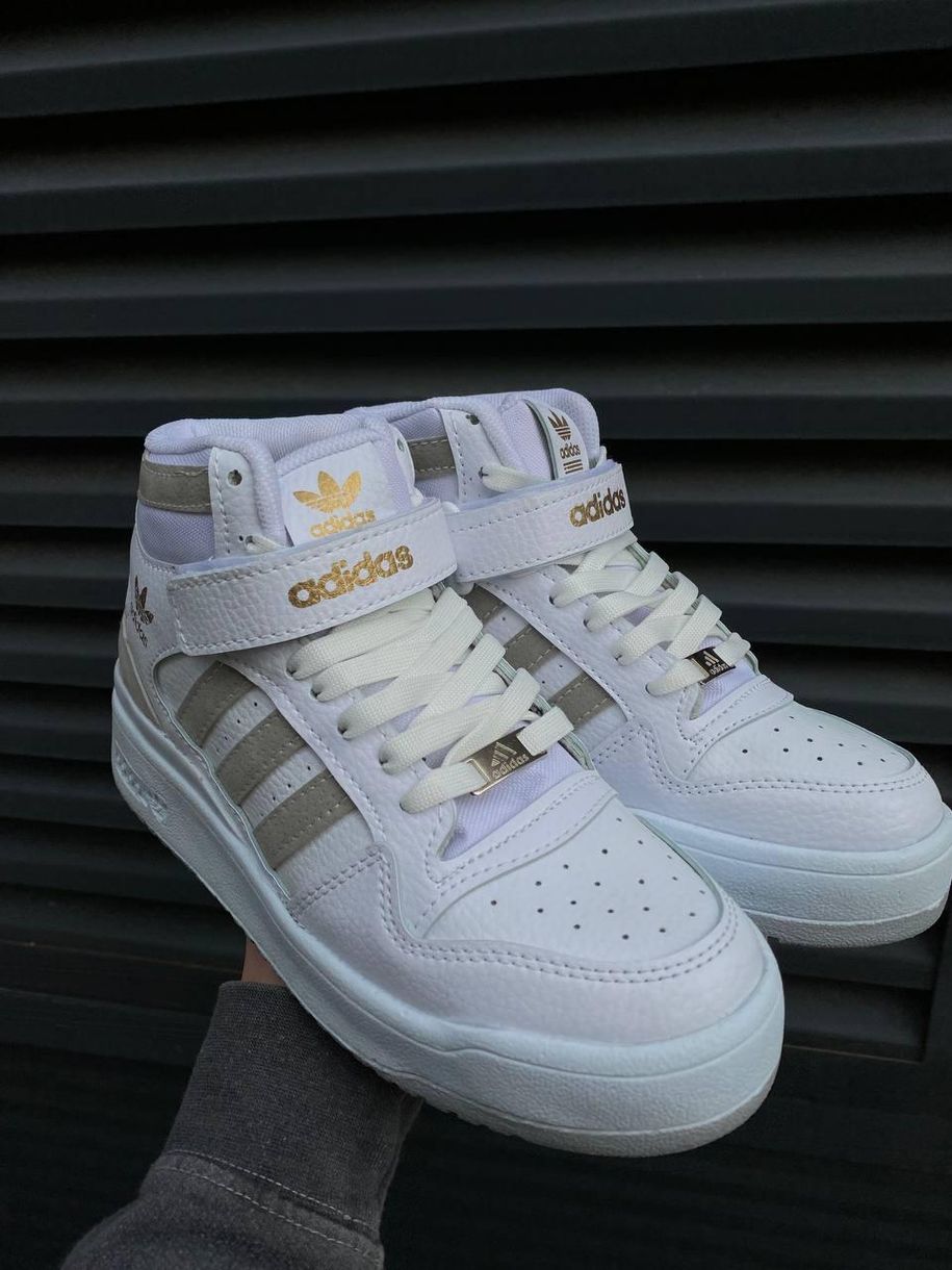 Кросівки Adidas Forum High White Beige 8650 фото