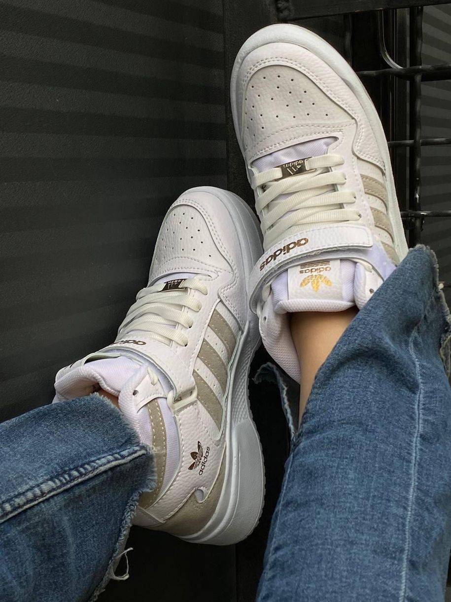 Кросівки Adidas Forum High White Beige 8650 фото