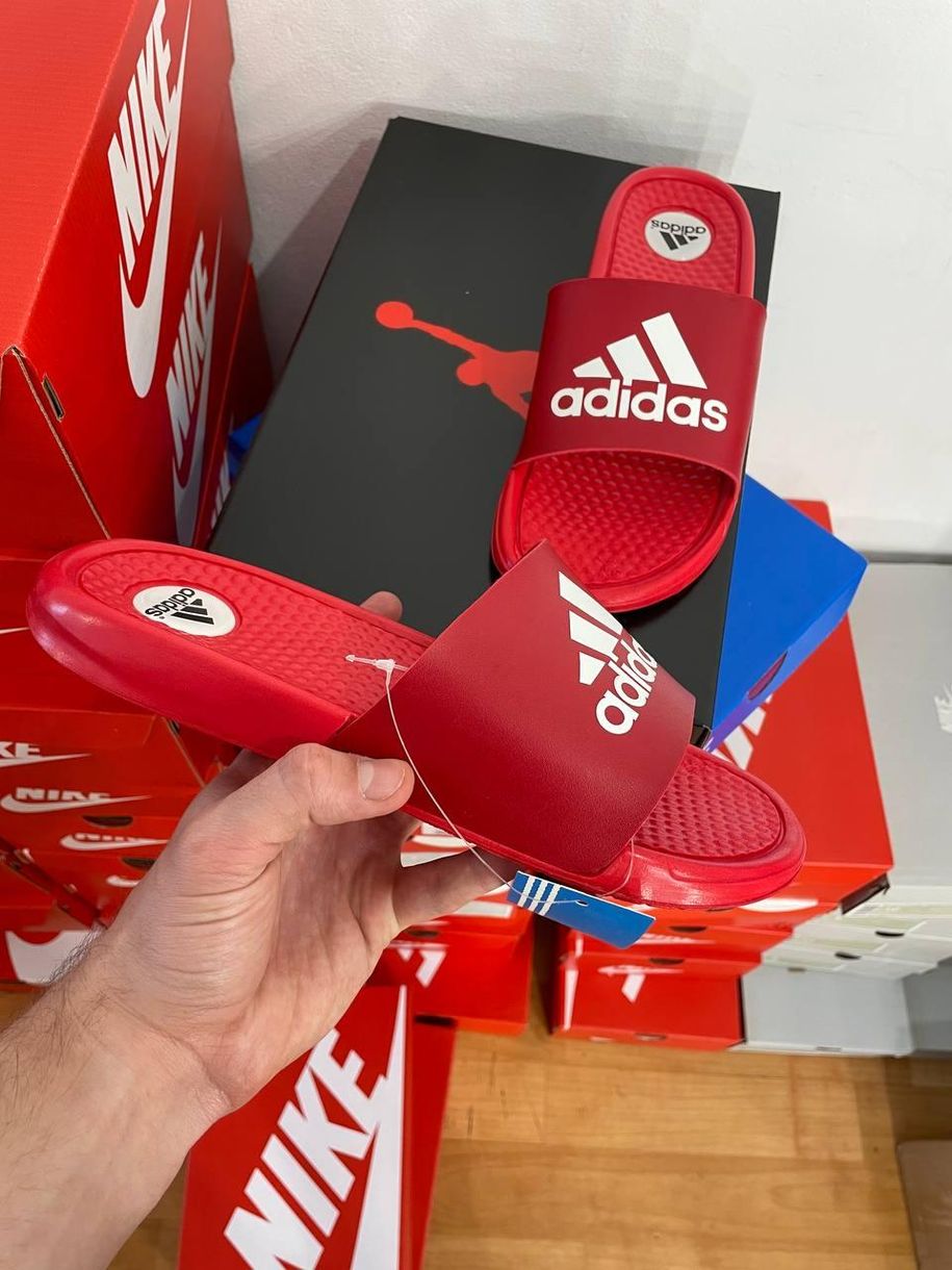 Шльопанці Adidas Red «White Logo» 3326 фото