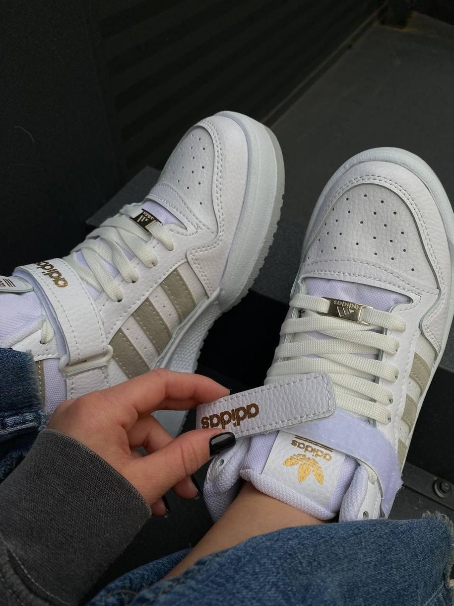 Кросівки Adidas Forum High White Beige 8650 фото