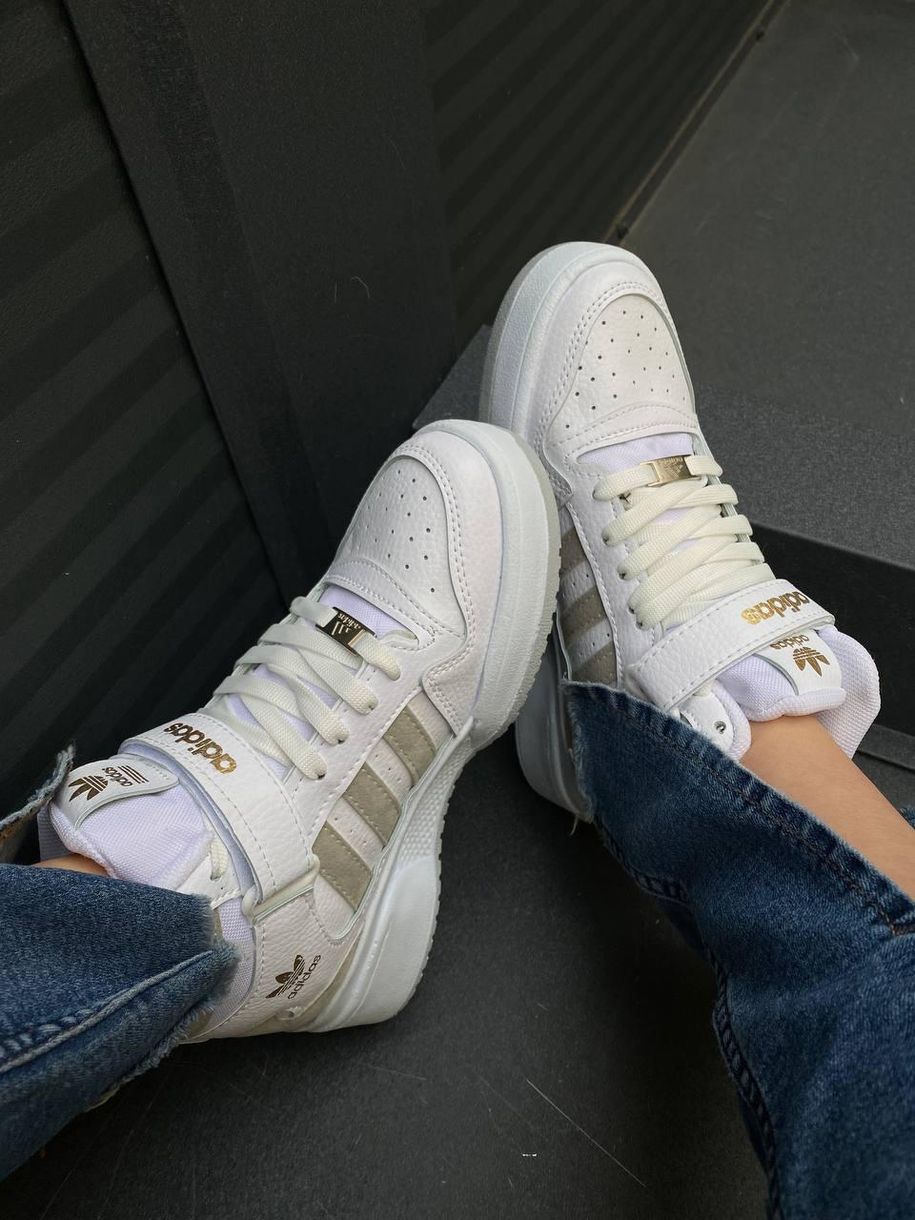 Кросівки Adidas Forum High White Beige 8650 фото