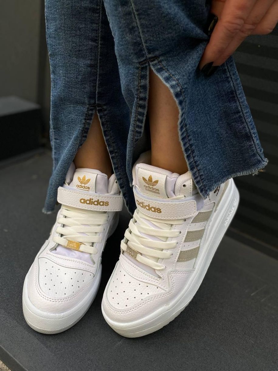 Кросівки Adidas Forum High White Beige 8650 фото