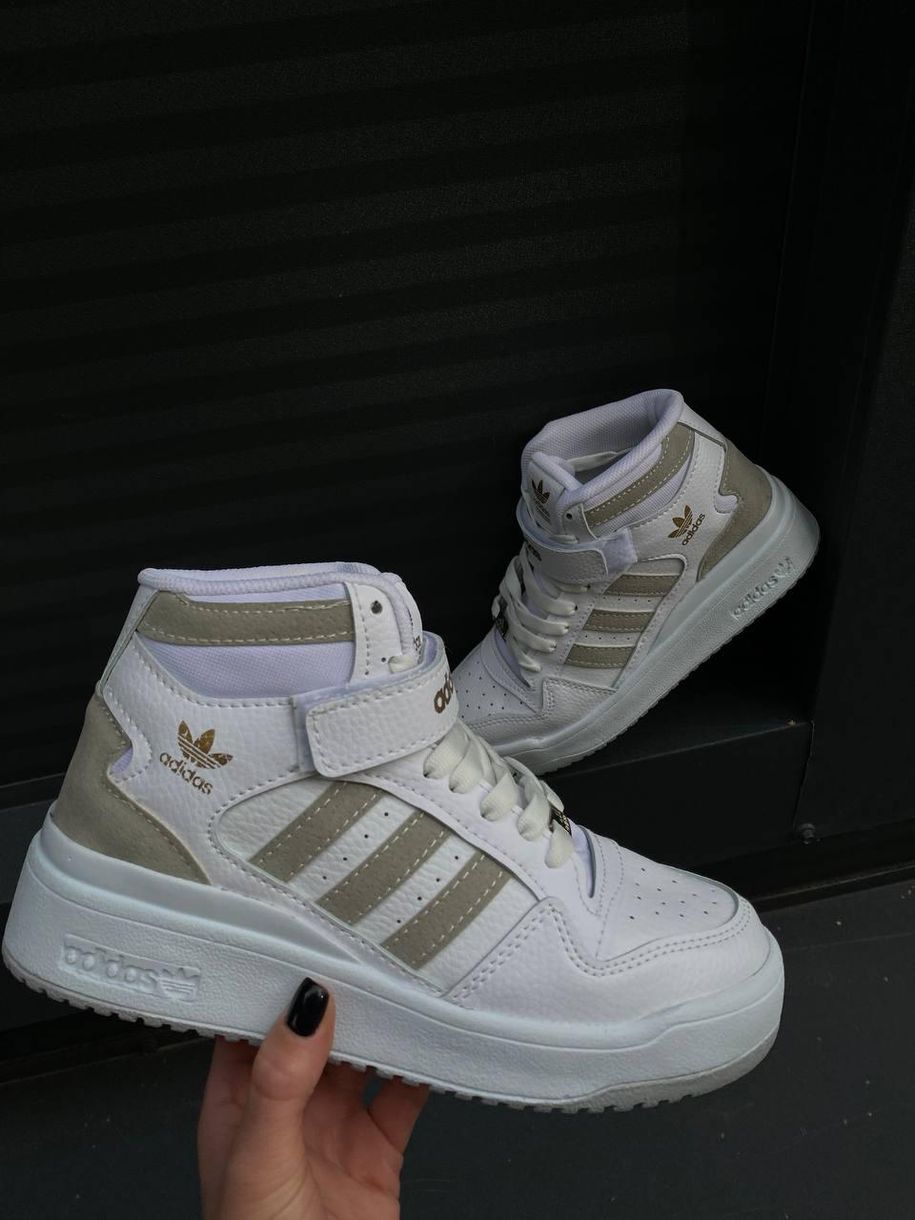 Кросівки Adidas Forum High White Beige 8650 фото