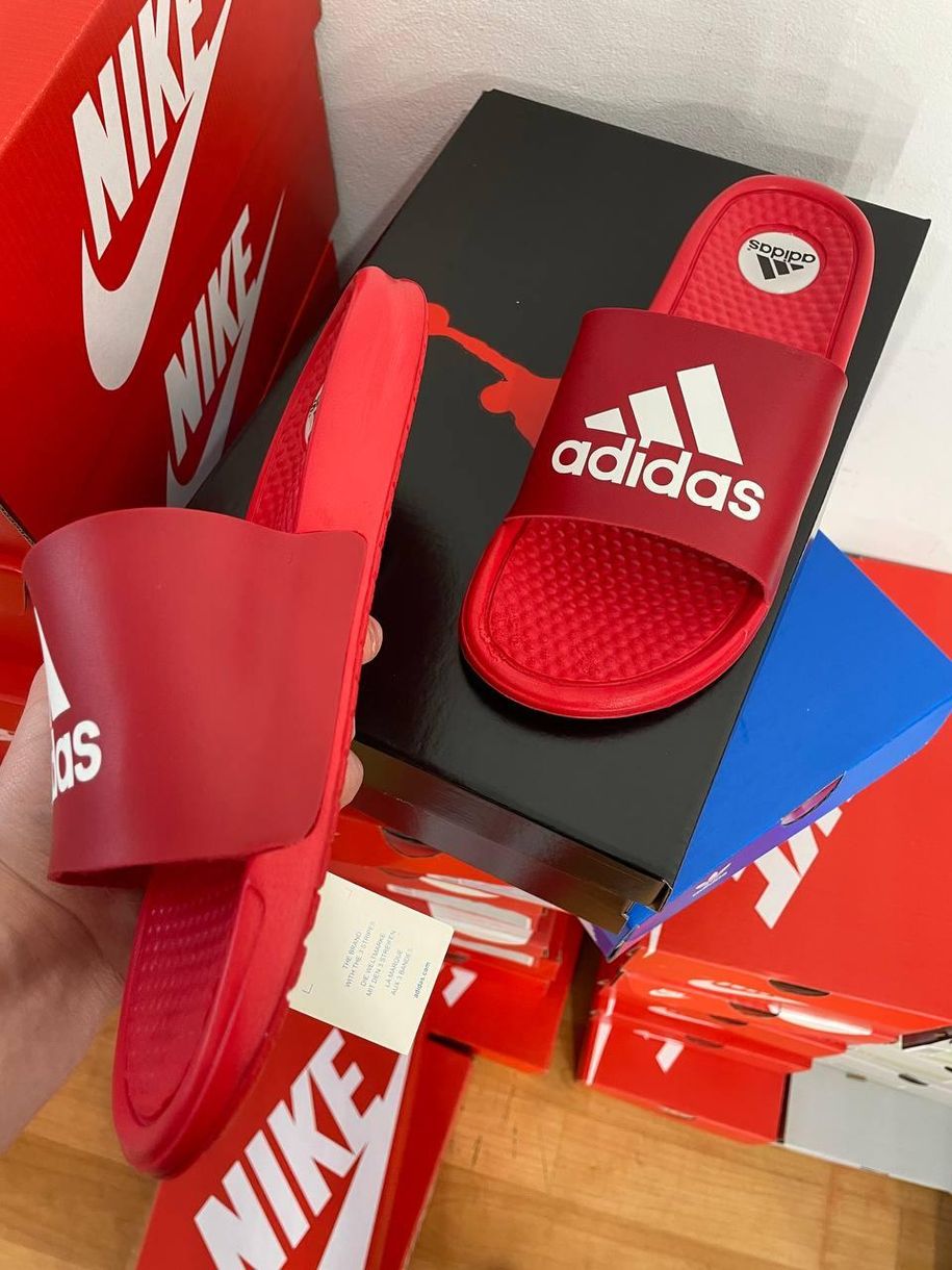 Шльопанці Adidas Red «White Logo» 3326 фото