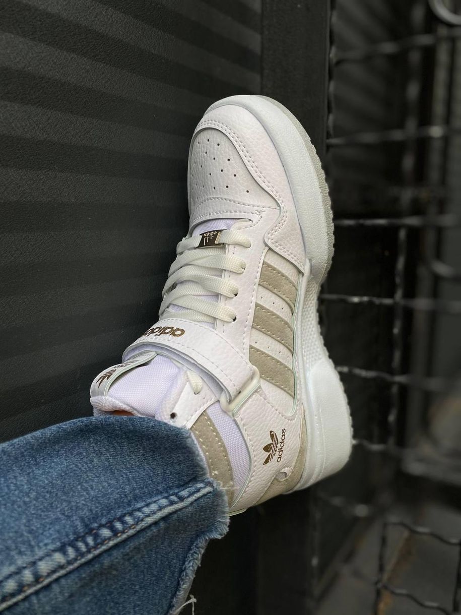 Кросівки Adidas Forum High White Beige 8650 фото