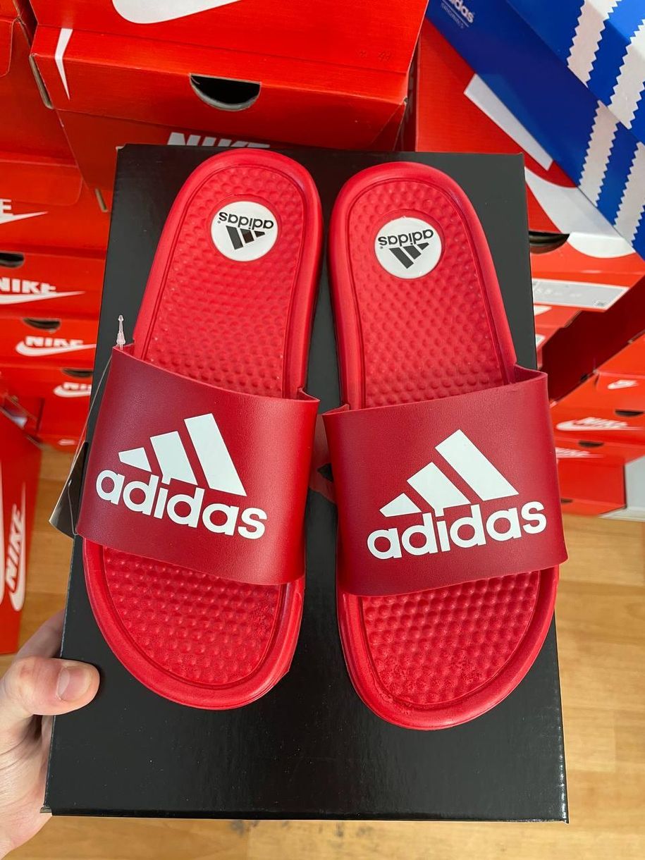 Шльопанці Adidas Red «White Logo» 3326 фото