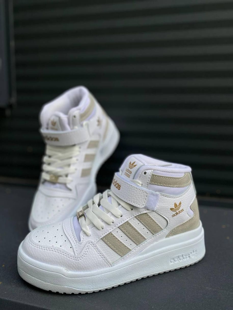 Кросівки Adidas Forum High White Beige 8650 фото