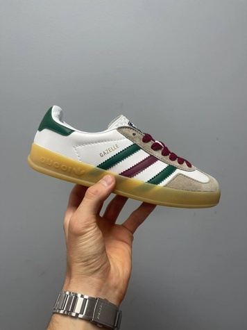 Кеды Adidas x Gucci Gazelle White Green Red 9277 фото