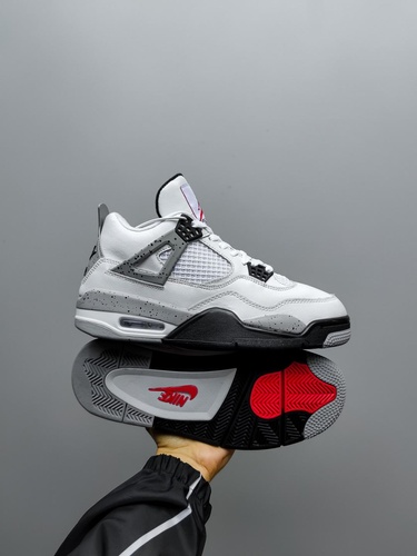 Nike Air Jordan 4 Triple White Black Fur 10238 фото