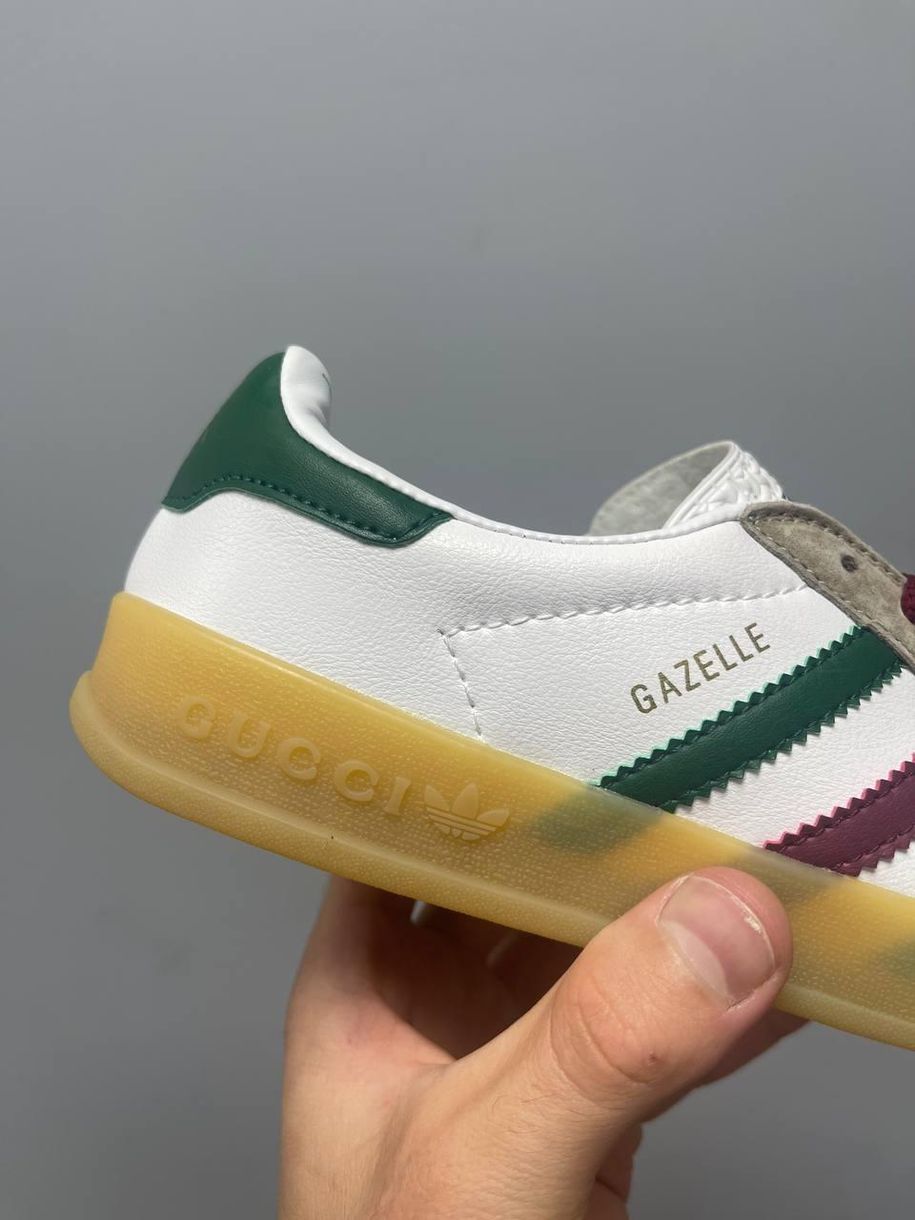 Кеды Adidas x Gucci Gazelle White Green Red 9277 фото