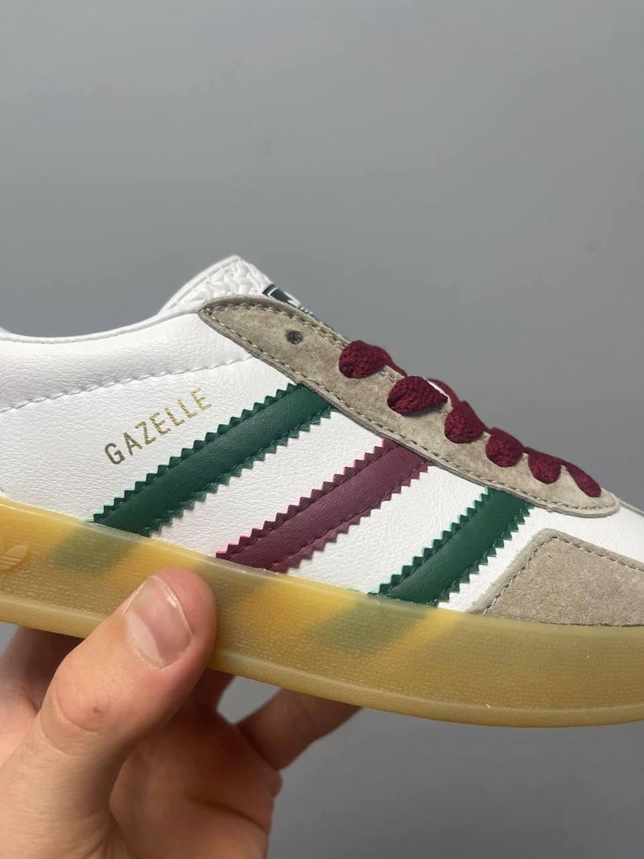 Кеды Adidas x Gucci Gazelle White Green Red 9277 фото