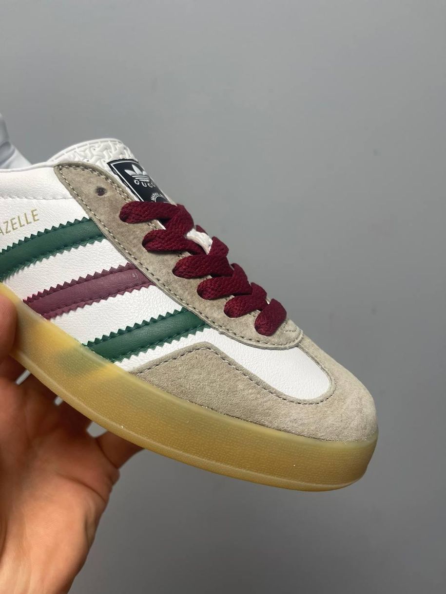 Кеды Adidas x Gucci Gazelle White Green Red 9277 фото