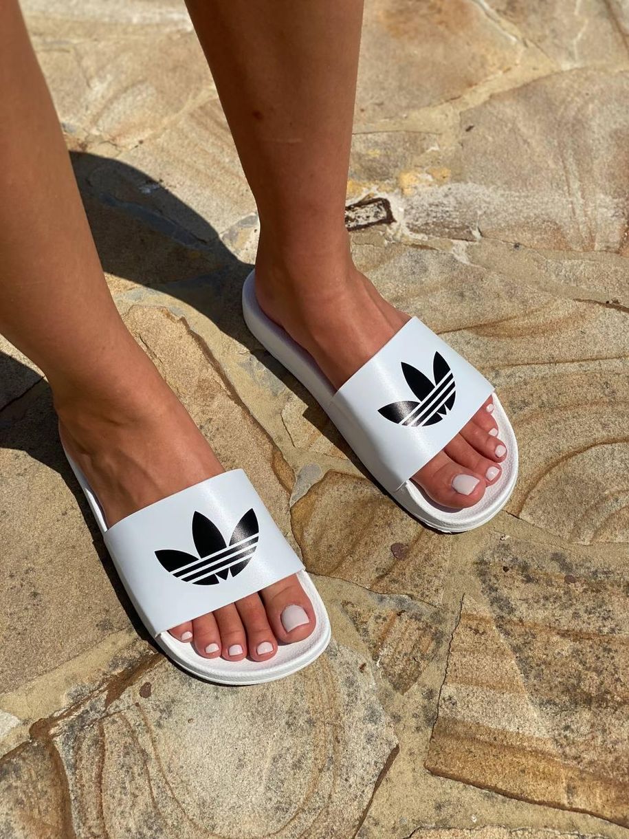 Шльопанці Adidas White Black Logo 7670 фото