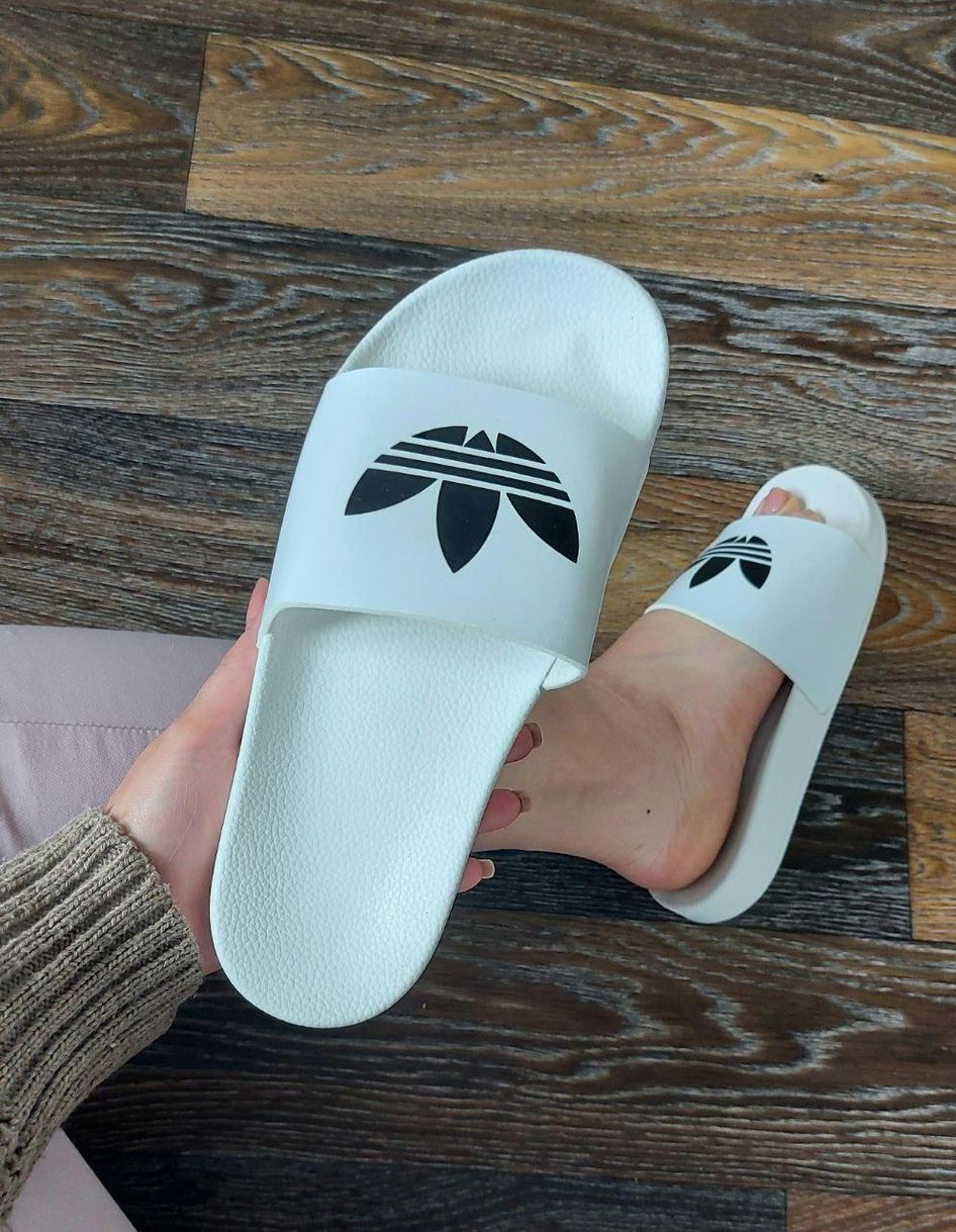 Шльопанці Adidas White Black Logo 7670 фото