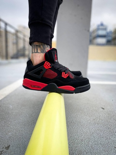 Nike Air Jordan Retro 4 Black Red 6546 фото