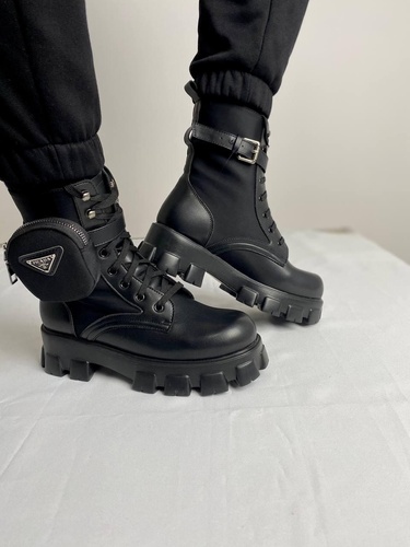 Prada Leather Boots Nylon Pouch Black 5 5002 фото