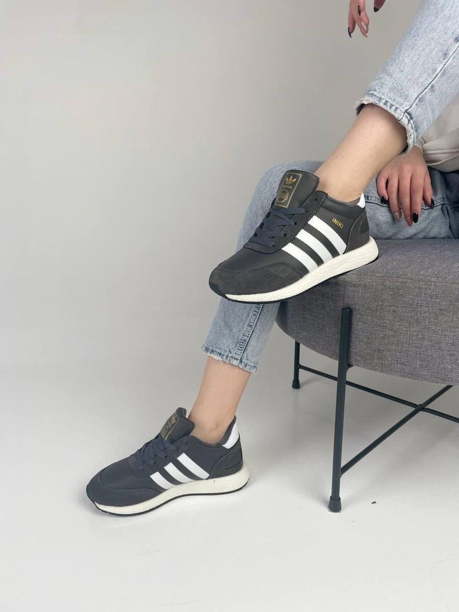 Зимние Кроссовки Adidas Iniki Grey White 6239 фото