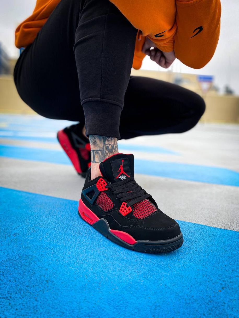 Баскетбольные кроссовки Nike Air Jordan Retro 4 Black Red 6546 фото