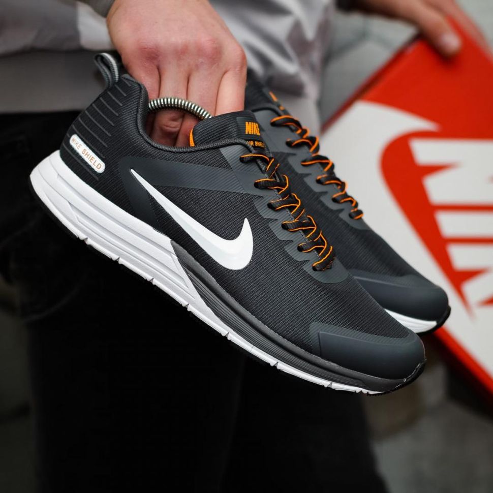 Кросівки Nike Air Shield Black White Orange 8877 фото