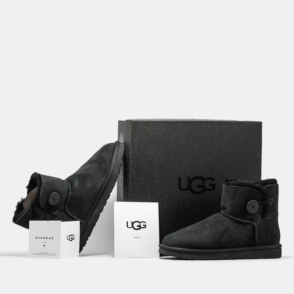 Зимові чоботи UGG Mini Bailey Button Black Premium 9760 фото