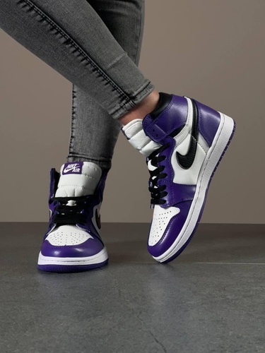 Баскетбольні кросівки Nike Air Jordan 1 Retro High Violet White Black 2 6707 фото