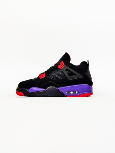 Зимние баскетбольные кроссовки Nike Air Jordan 4 Triple Black Purple Fur 10237 фото