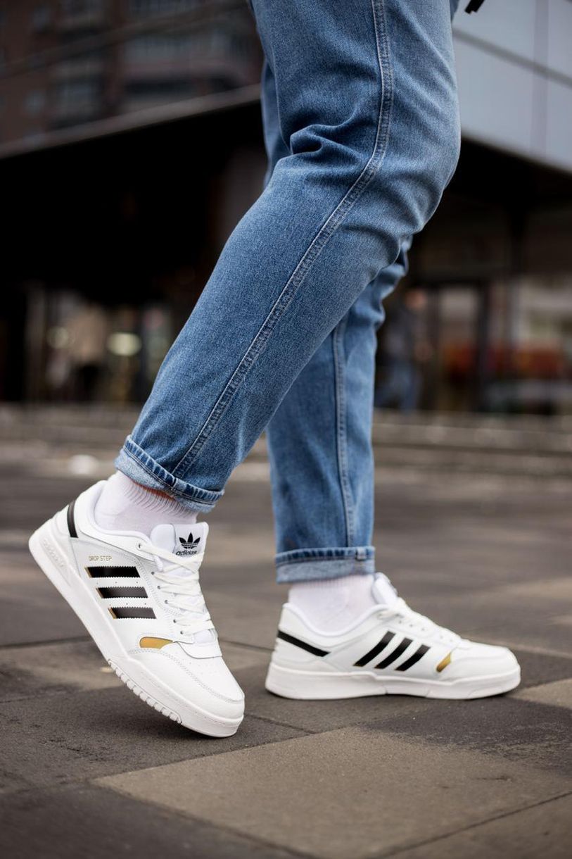 Кроссовки Adidas Drop Step Low White Black Gold 2926 фото