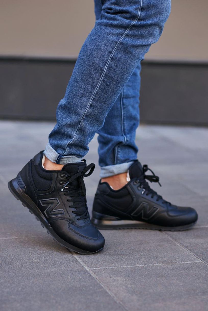 Зимние Кроссовки New Balance 574 Mid Black v1 3803 фото