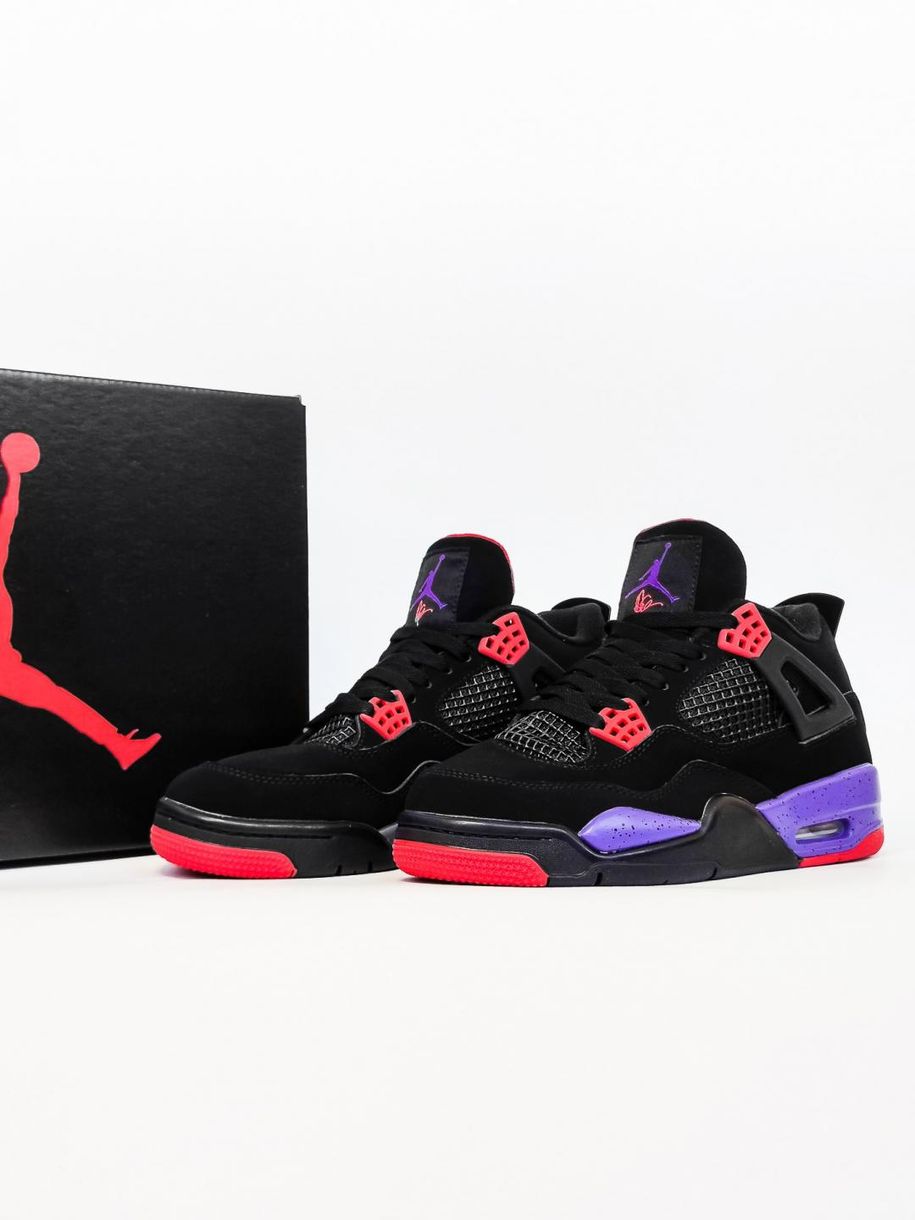 Зимові баскетбольні кросівки Nike Air Jordan 4 Triple Black Purple Fur 10237 фото