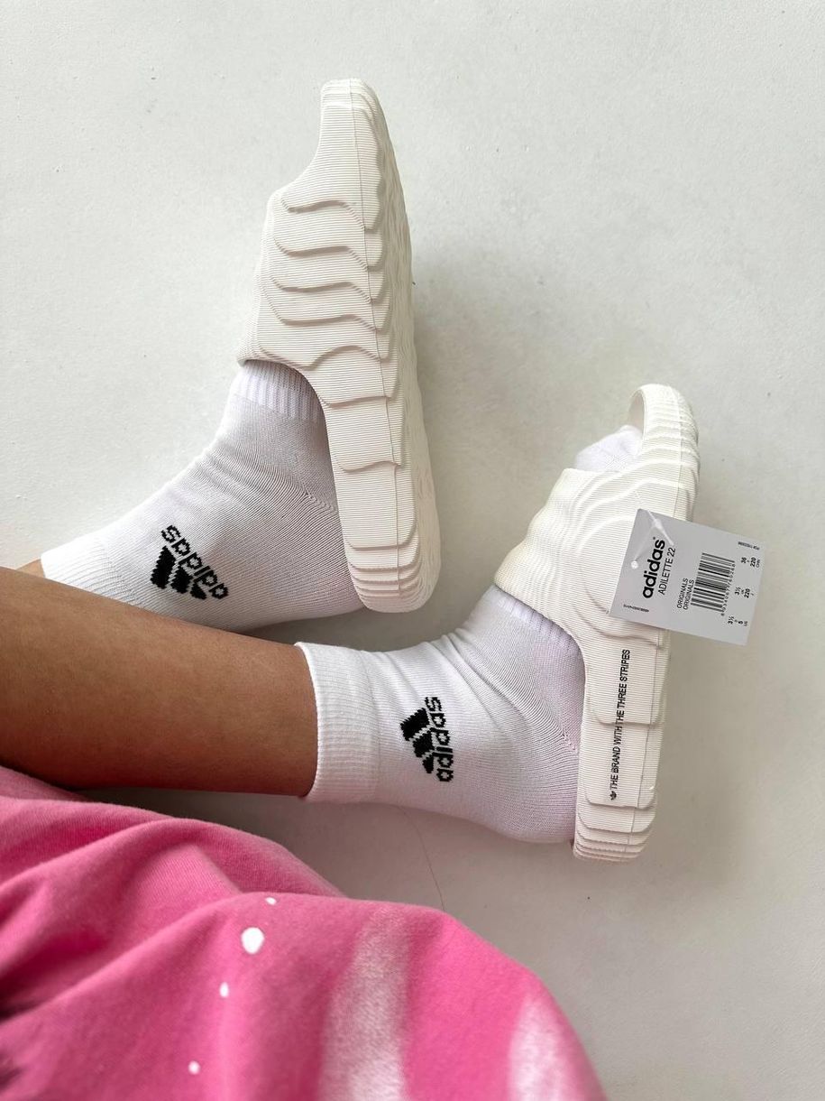 Шльопанці Adidas Adilette White Slides 9187 фото