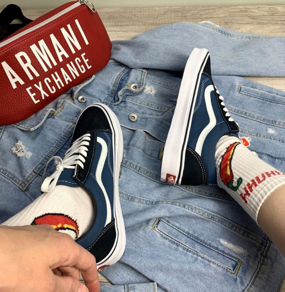 Кеди Vans Old Skool Navy Blue White 5180 фото