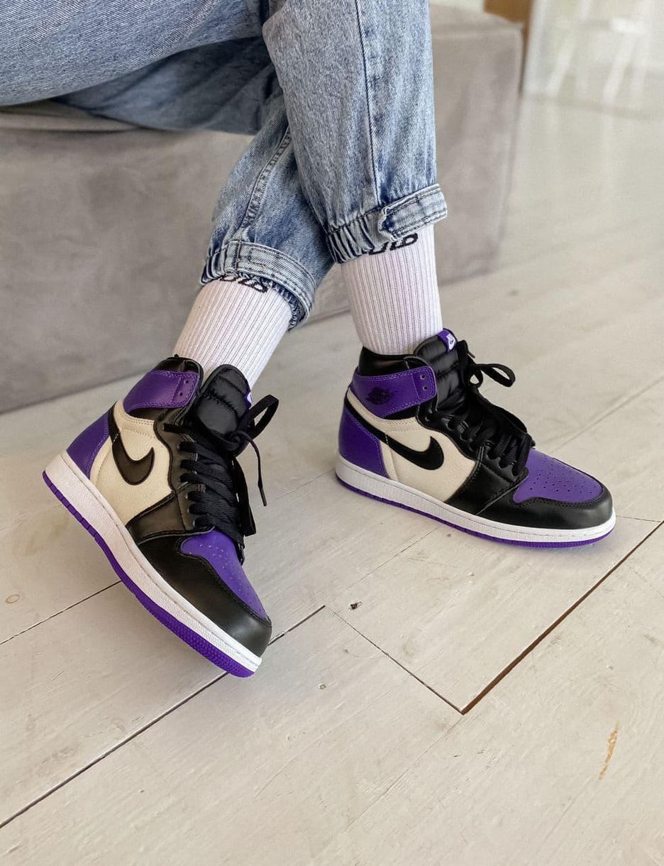 Баскетбольные кроссовки Nike Air Jordan 1 Retro Mid Violet White Black 2068 фото