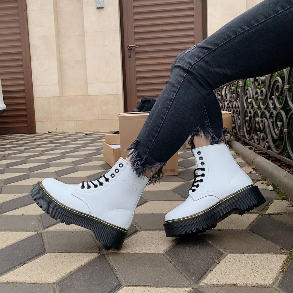 Зимние ботинки Dr. Martens JADON White Black Logo 4323 фото