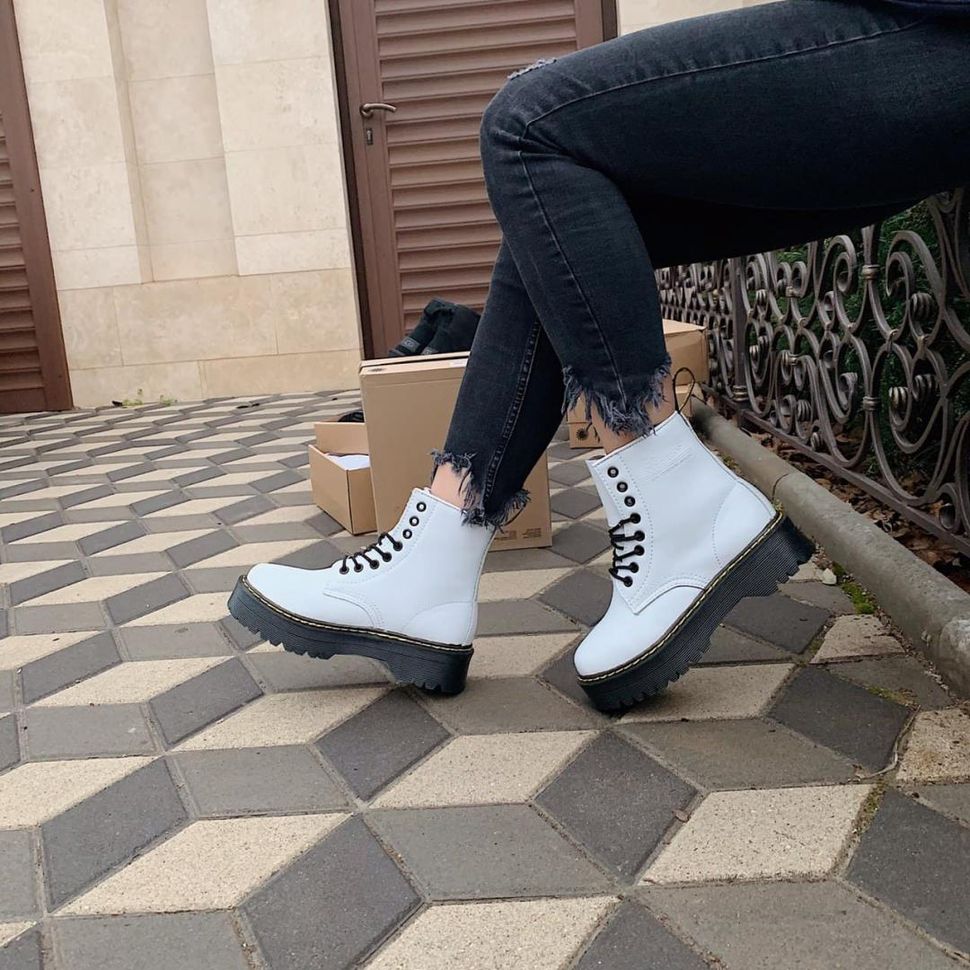 Зимние ботинки Dr. Martens JADON White Black Logo 4323 фото