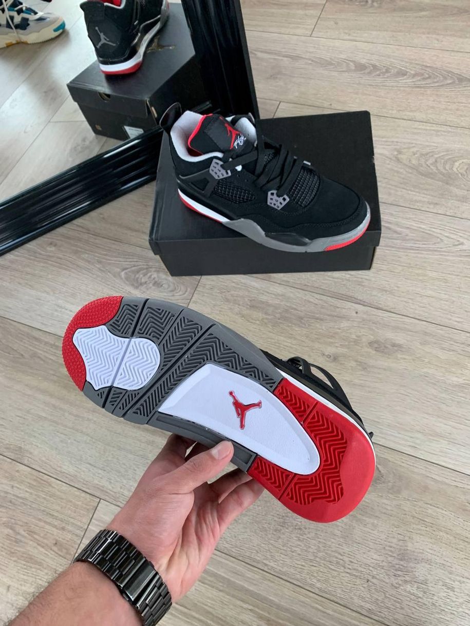 Nike Air Jordan Retro 4 Grey Black Red v2 10044 фото