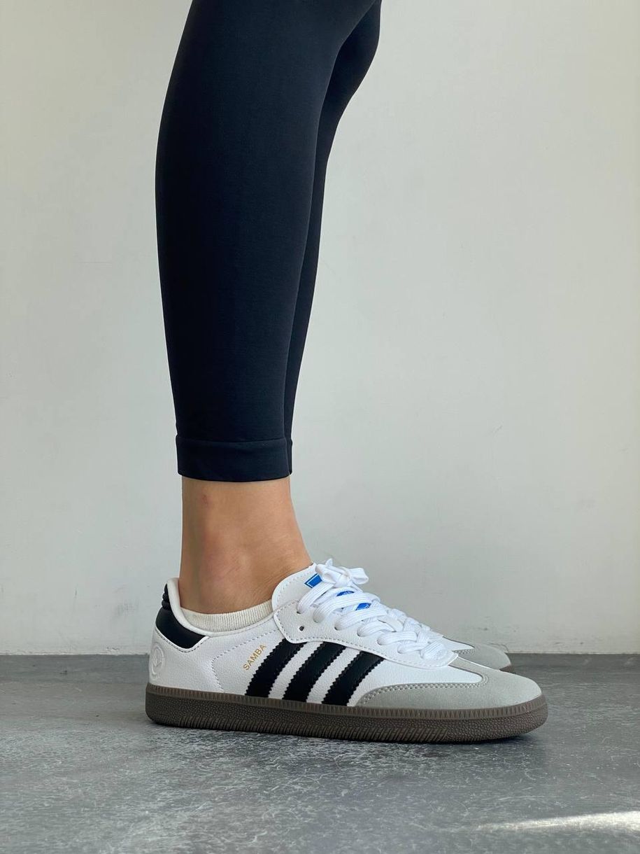 Кроссовки Adidas Samba Vegan Low White Black 2585 фото