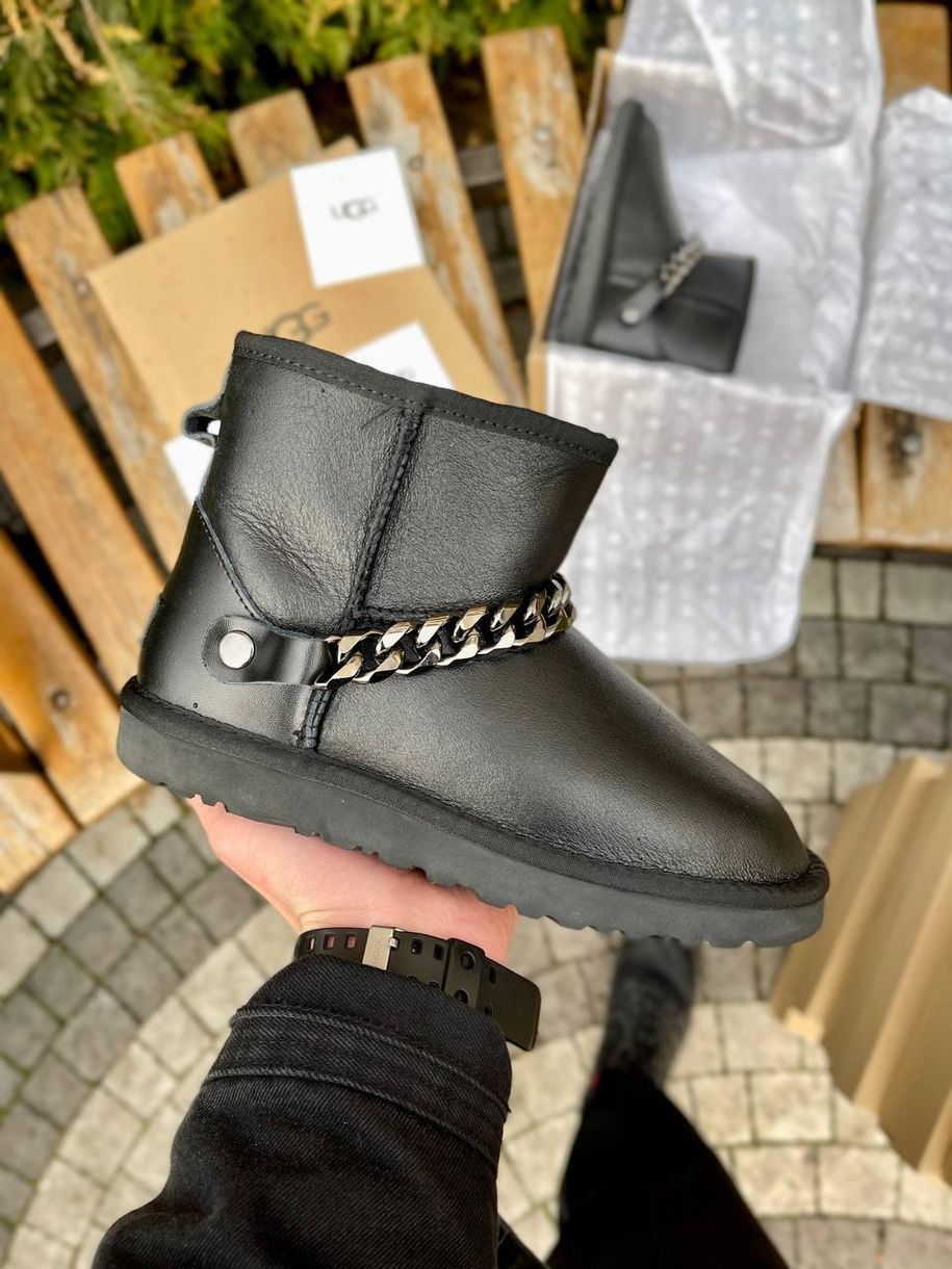 Зимові чоботи Ugg Mini Chain Black Leather