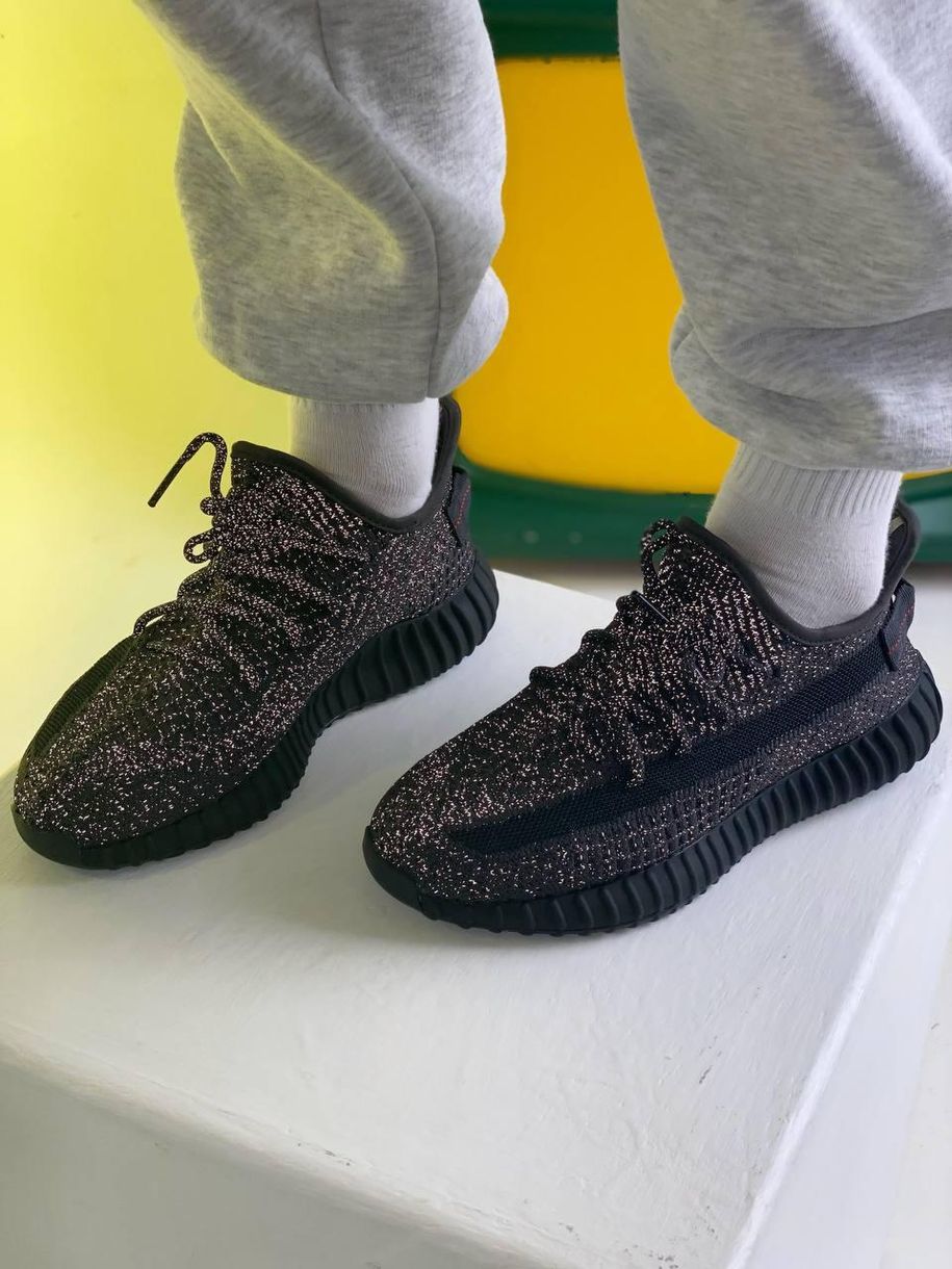 Кросівки Adidas Yeezy Boost 350 V2 Black Static (Повна рефлективність) 3012 фото