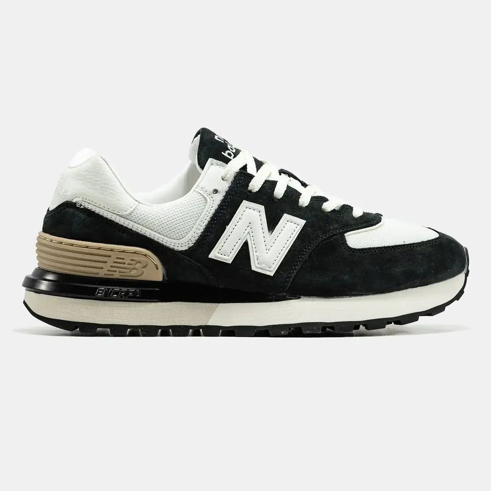New Balance 574 Black White Suede Mesh, 40