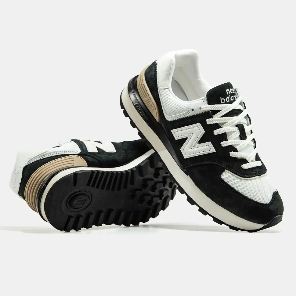 New Balance 574 Black White Suede Mesh, 40