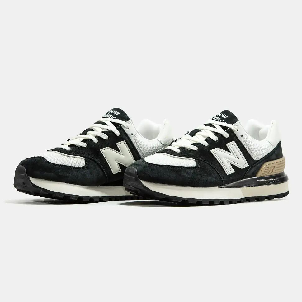 New Balance 574 Black White Suede Mesh, 40