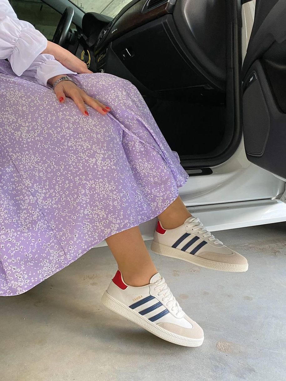 Кеди Adidas Samba Beige Red Blue 9126 фото