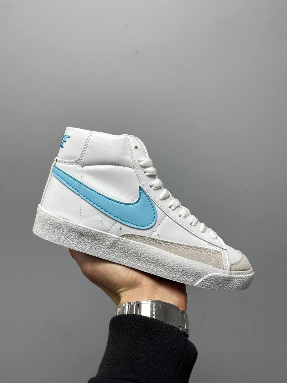 Кроссовки Nike Blazer Mid White Blue Logo 1763 фото