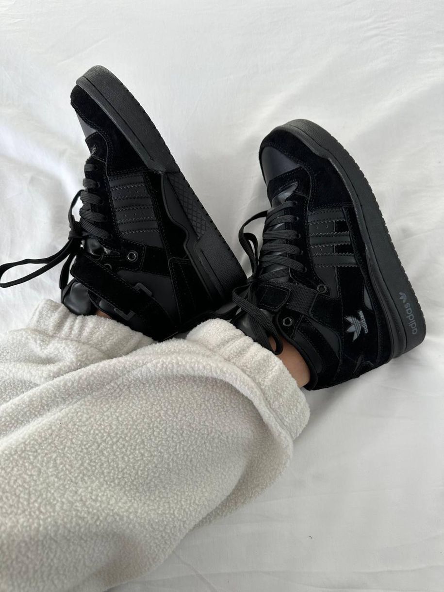 Зимові Кросівки Adidas Forum Black Suede Fur 9959 фото