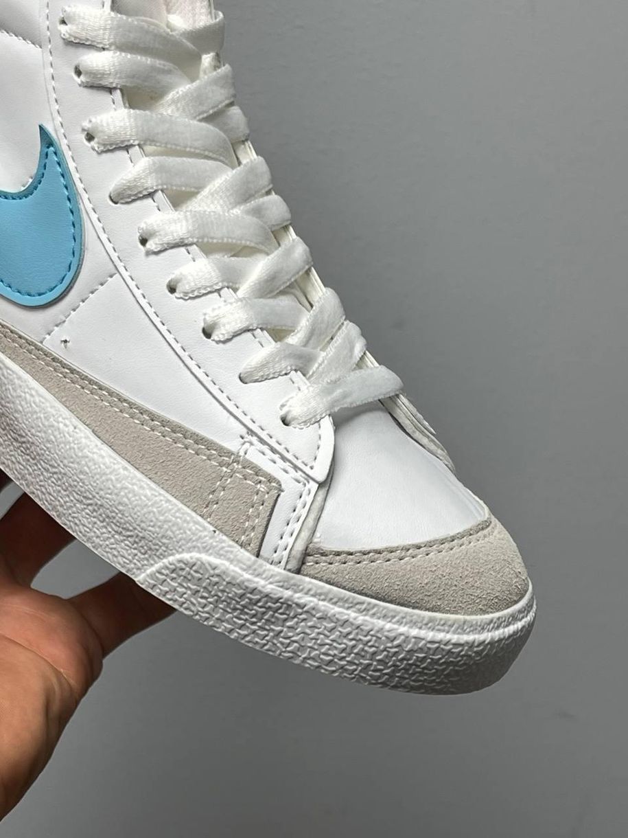 Кроссовки Nike Blazer Mid White Blue Logo 1763 фото