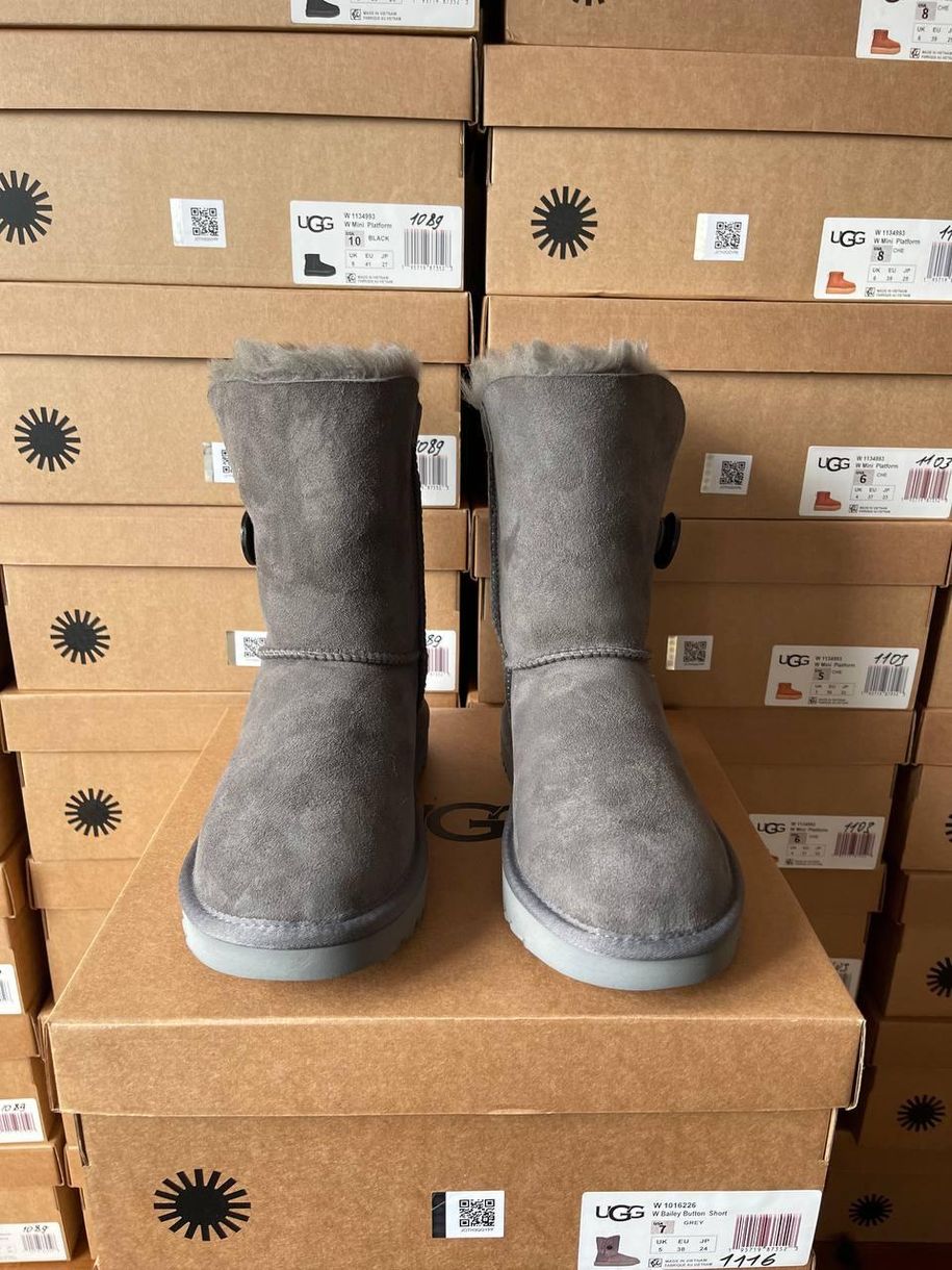 Зимові чоботи Ugg Short Bailey Button Grey 9967 фото