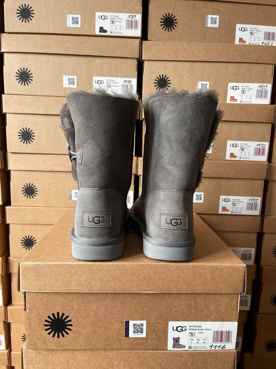 Зимові чоботи Ugg Short Bailey Button Grey 9967 фото