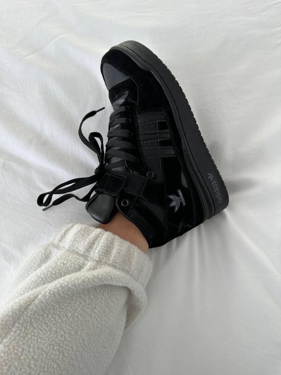 Зимові Кросівки Adidas Forum Black Suede Fur 9959 фото