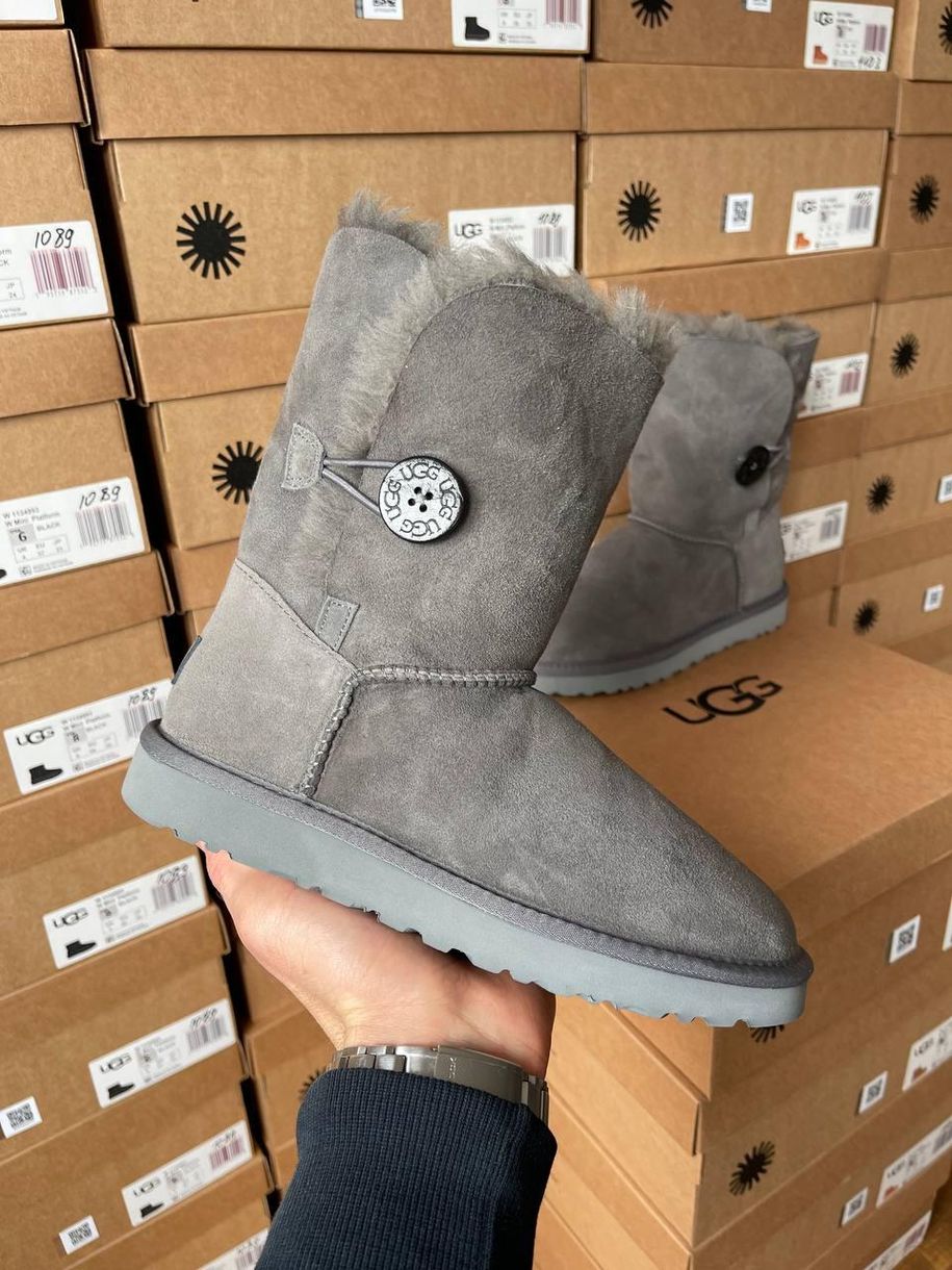 Зимові чоботи Ugg Short Bailey Button Grey 9967 фото